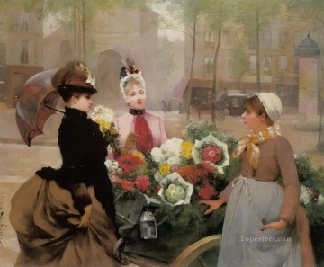  1886 Art Painting - Schryver Louis Marie de The Flower Seller 1886 Parisienne